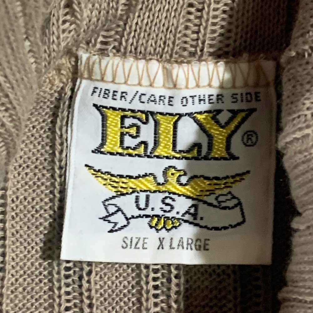VTG ELY USA Womens Ribbed Turtleneck Tunic Length LS‎ Sweater Knit Top XL Beige